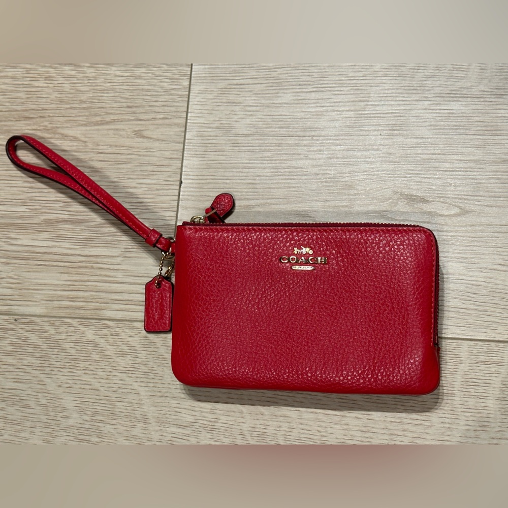 Coach Vibrant Red Leather Wristlet